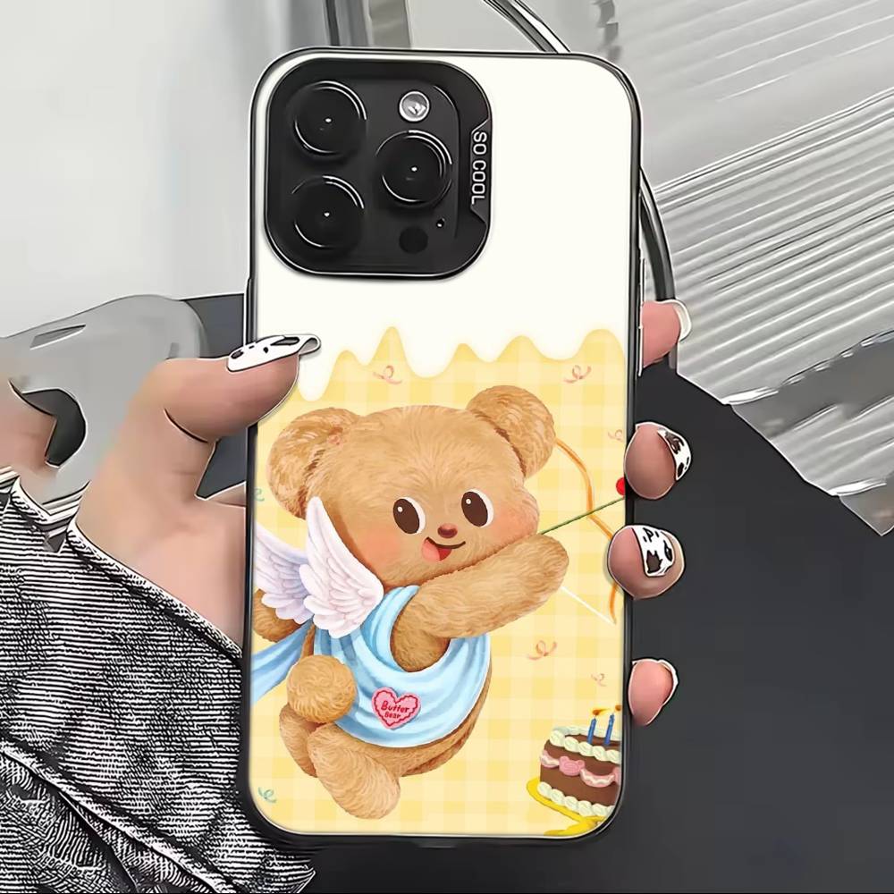 Милый Мультяшный Чехол-Б-Баттербер для iPhone 17,16,15,14,13,12,11 Plus,Pro Max,XS,Цветной Посеребренный Внутренний Чехол