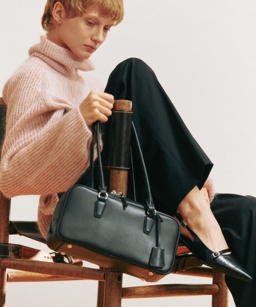 Komorebi Museum B02-4 Cow Leather Baguette Tote Bag_Leather Etoupe