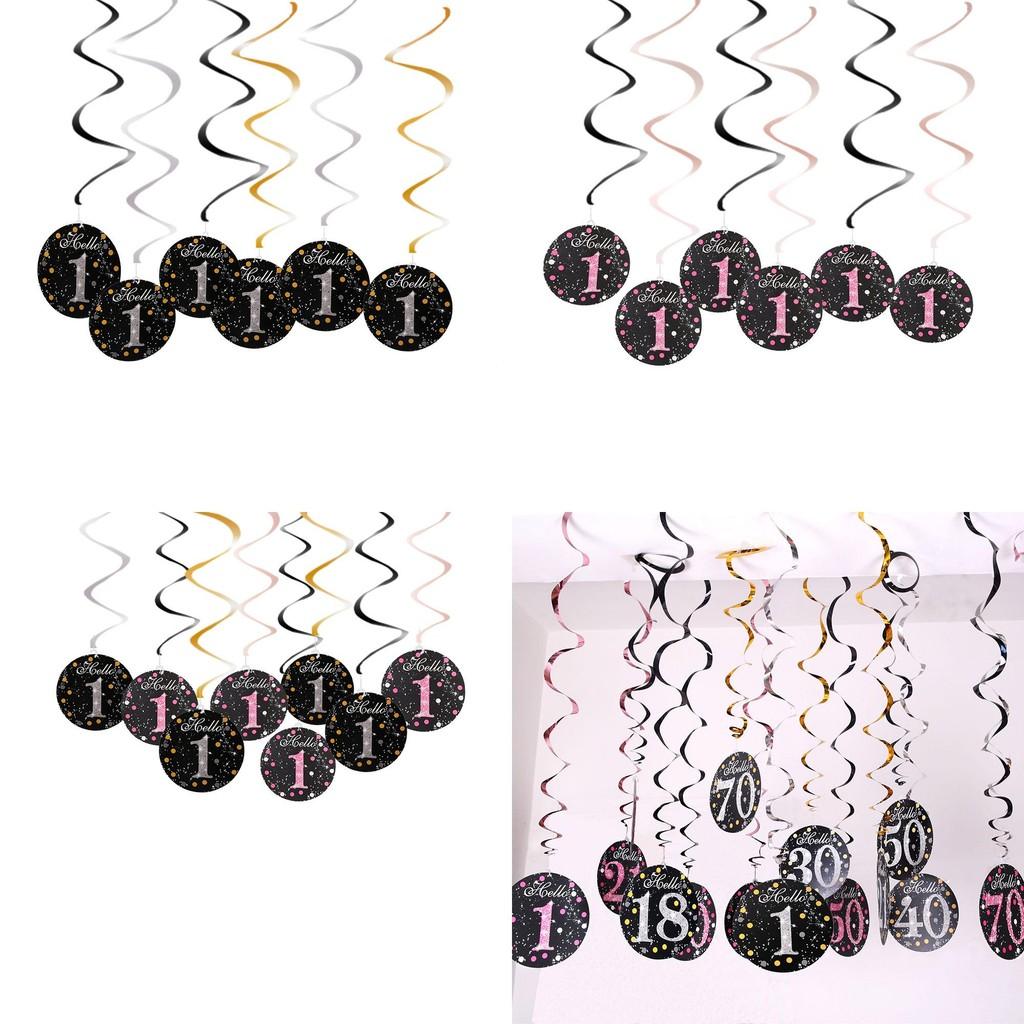 Яркие ПВХ спиральные таблички с цифрами для декора на первый день рождения и юбилейную вечеринку