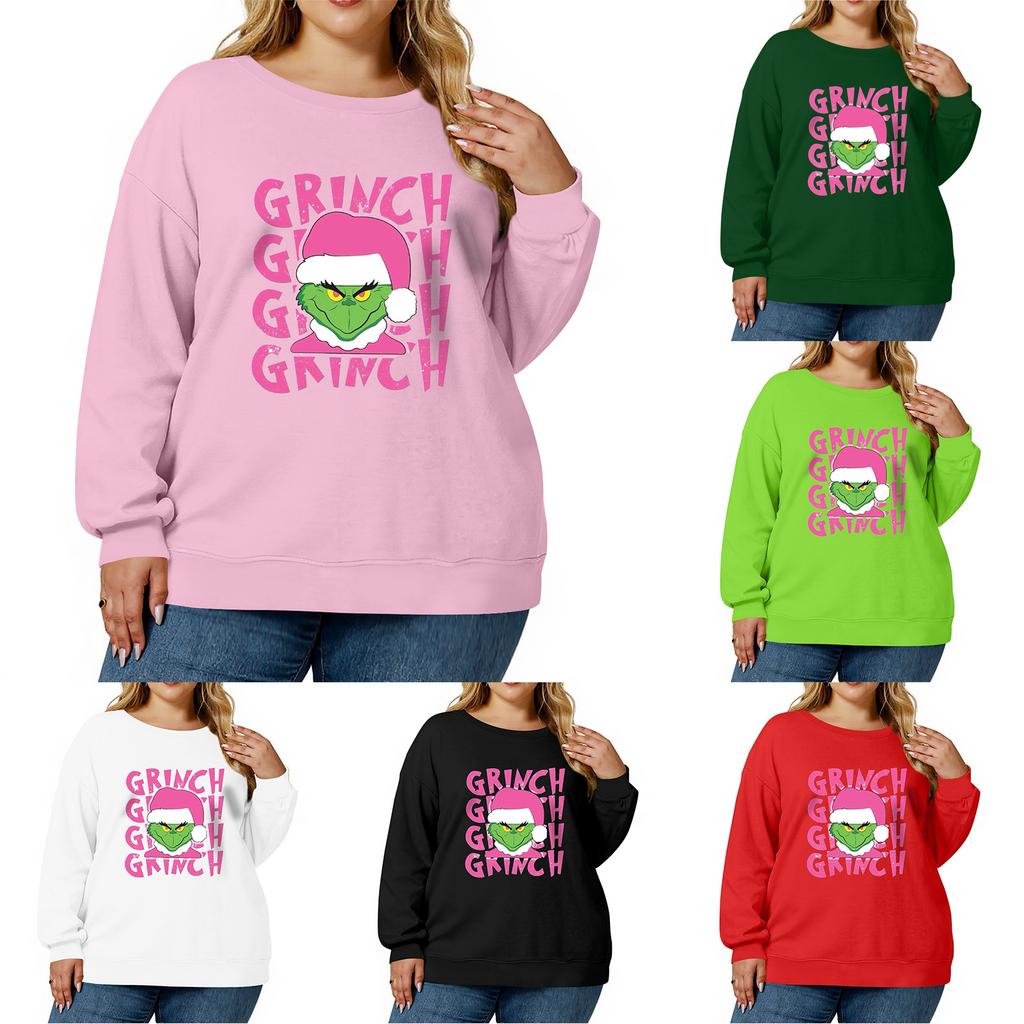 Women's Fashionable Casual Plus-Size Long Sleeve Pullover Printed Sweatshirt