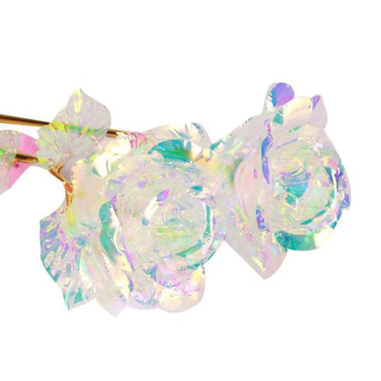 Имитация розового цветка из 24-каратного золота со светодиодной подсветкой или без нее, подарок на День Благодарения и Святого Валентина