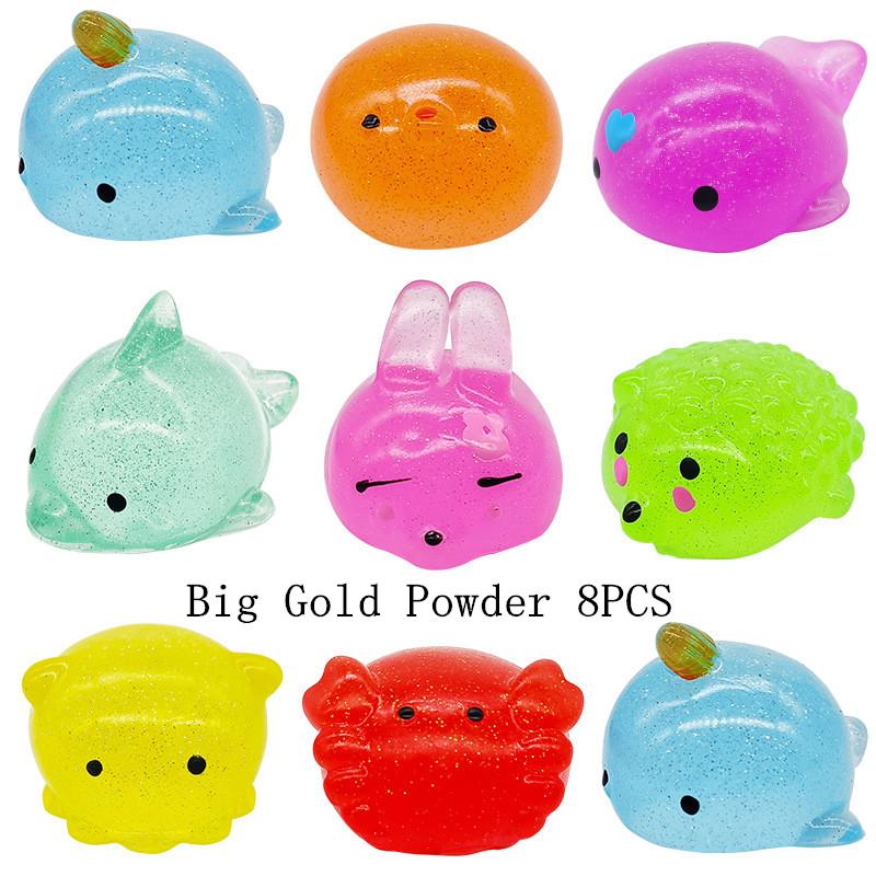 Big Spongy Glitter Mochi Squishy Fidget Sensory Toys Kawaii Animal Stress Ball Powder Fun Soft Antistress Squeeze Children Toys