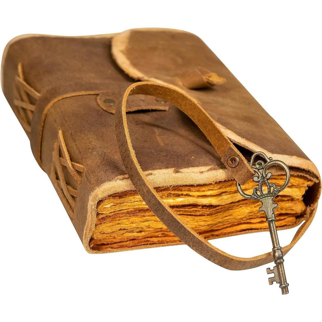Handmade Leather Vintage Journal Travel Diary Notebookwith Key or Pen Loop-Leather Bound Journal Vintage Paper