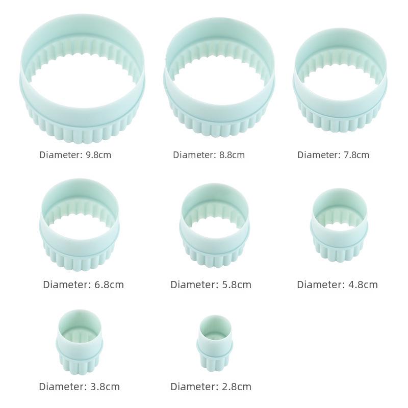 8-Piece Dual-Purpose Food-Grade Plastic Cookie & Dumpling Mold Set with Round Lace Design
