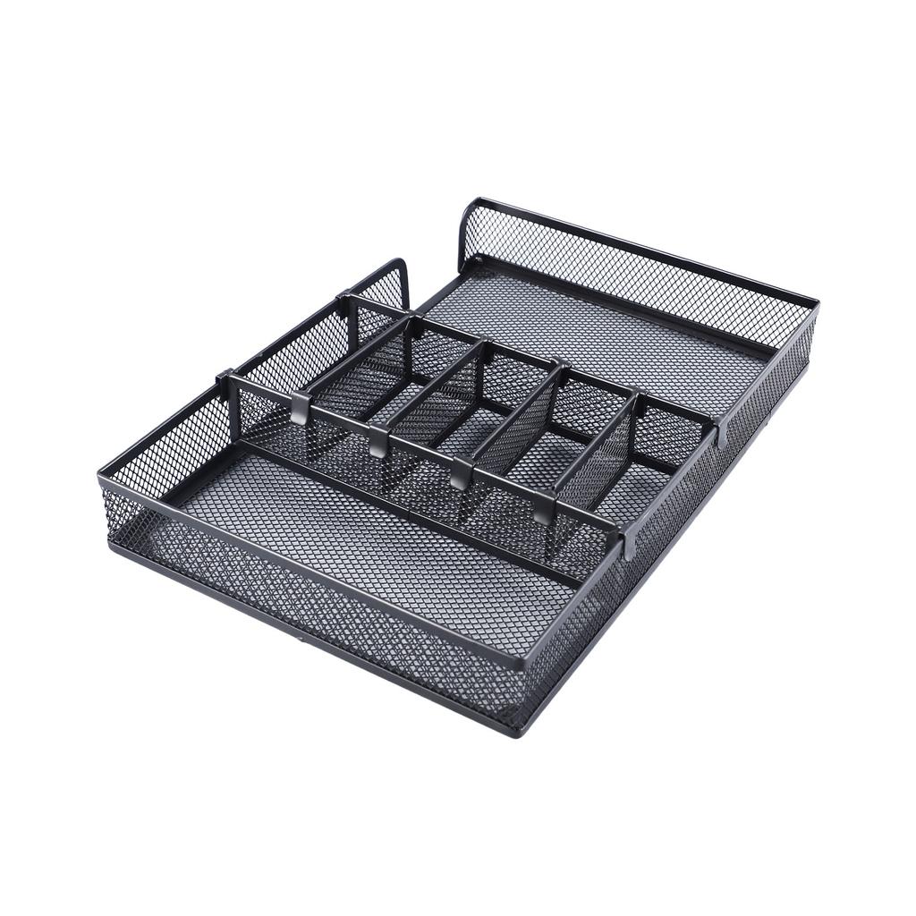 Desk Organizer Tray DIY Stable Prevent Slip Metal Mesh Desktop Storage Tray for Home School Office Supplies