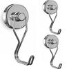 Homion [Set of 3] Stainless Steel Magnetic Hooks, Rust-Proof, 30kg Vertical Load Capacity, 10kg Horizontal Load Capacity, 32mm Diameter, Corrosion-Res