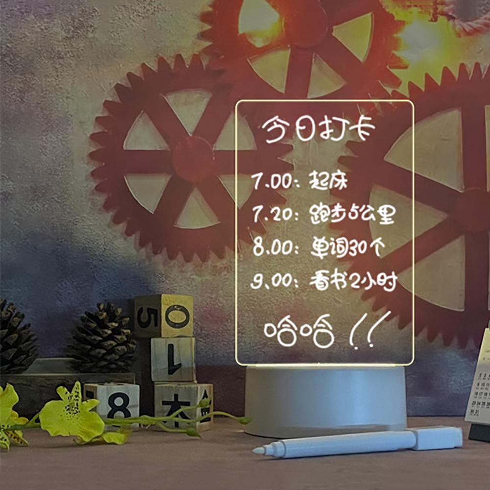 Note Board LED Night USB Message Board Warm Light With Pen For Gift Decor