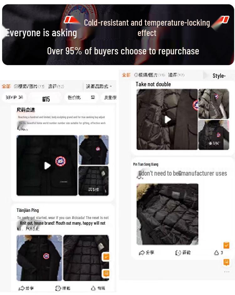 Мужская парка Canada Goose средней длины 2025 года - Новый зимний стиль, Утепленная ветровка Рабочая одежда