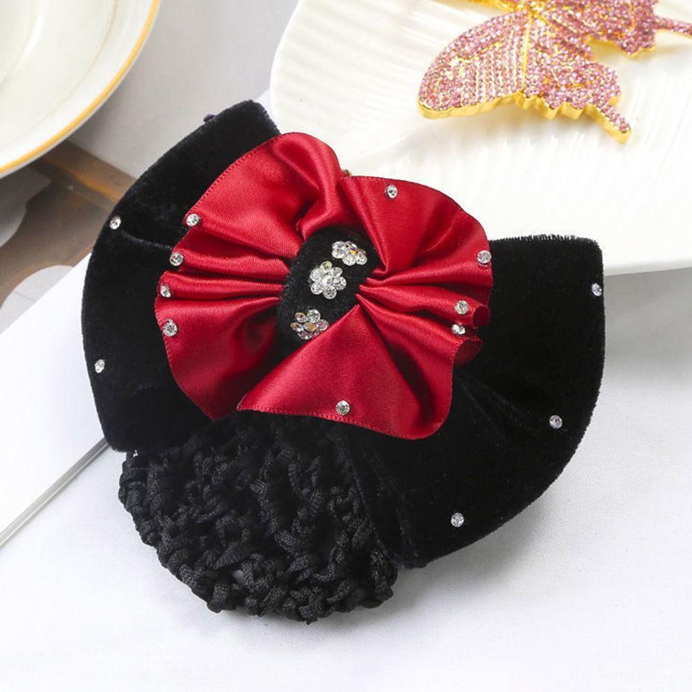1Pcs Barrette Net Net Bun Hair Cover Bowknot Bun Crochet Net Durable Elastic Hairnet for Women