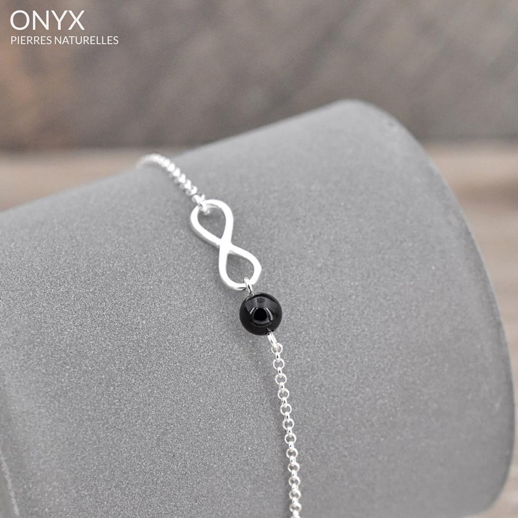 Les Trésors De Lily [R0976] - Handmade Silver Bracelet 'Infini' Silver Onyx - 12x10 Mm