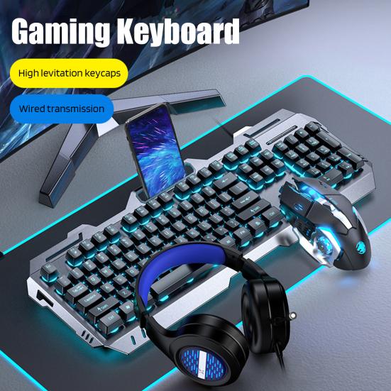 3 шт./компл. USB-проводная механическая клавиатура, мышь, наушники, 104 клавиши, домашний офис, компьютер, настольная игровая клавиатура с подсветкой, аксессуары для ПК