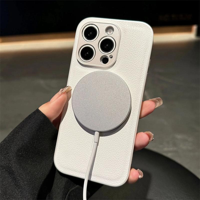 Защитные чехлы для камеры из искусственной кожи с магнитным креплением для iPhone 16 15 14 13 12 Pro Max Plus для беспроводной зарядки Magsafe, чехол-бампер