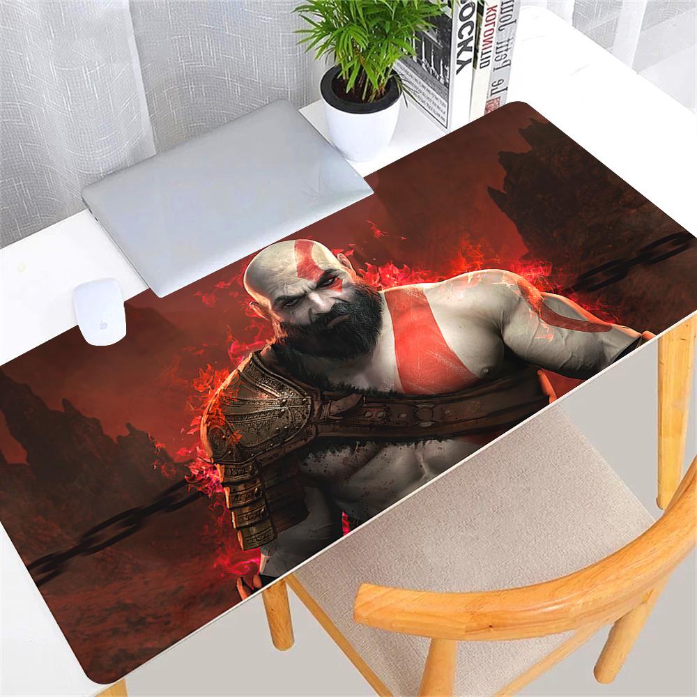 Large Game God of War Mousepad XL Desktop Natural Rubber Desk Mat Kawaii Gaming Accessories Students Writing Pad Desk Mat 80x30