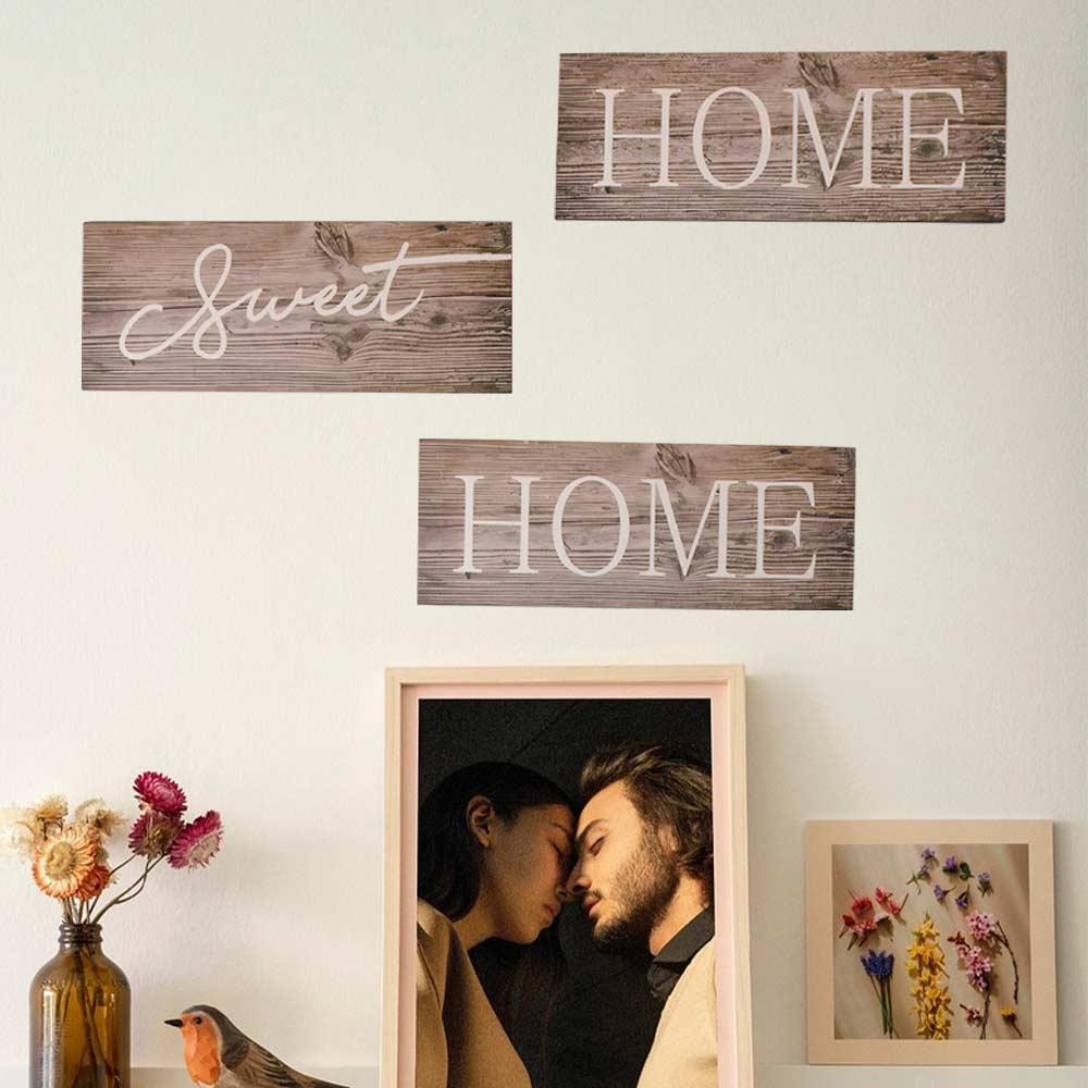 The Feeling of Returning Home Letters Sign Rustic Style English Letter Hanging Board Wedding