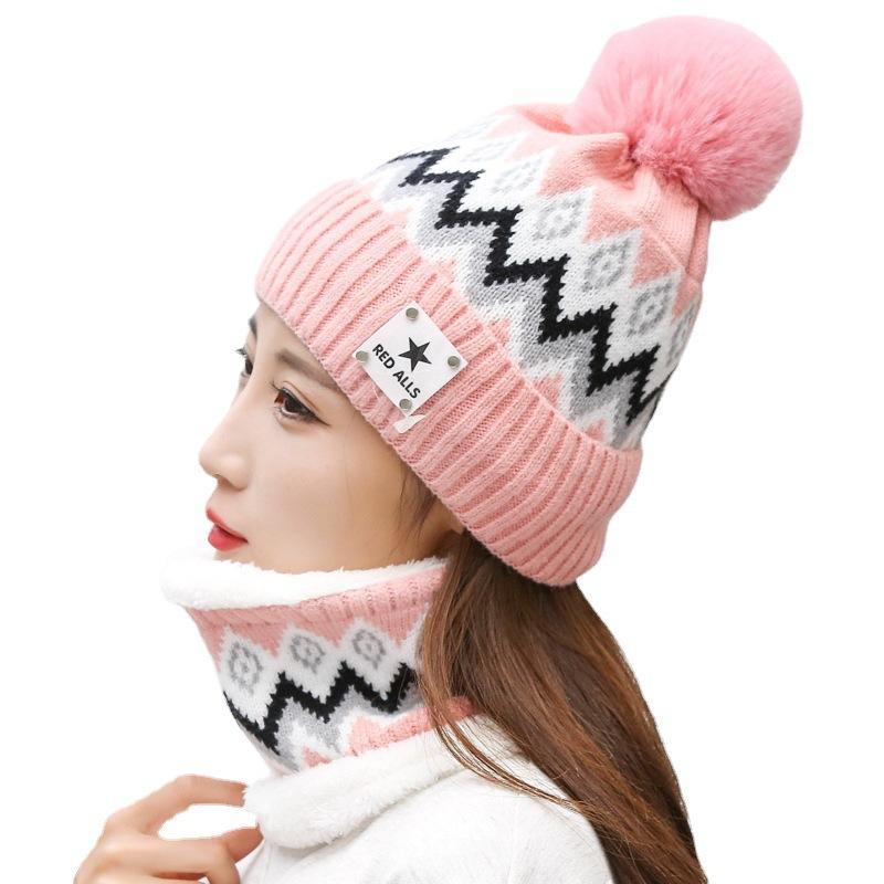 Hat women's winter plush thickened wool hat windproof warm ear protection autumn and winter versatile knitted cycling hat
