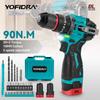 16.8V Brushless Electric Drill 90NM Impact Driver with 20+3 Torque Settings 2-Speed Adjustable Screwdriver Hammer Drill Power Tool