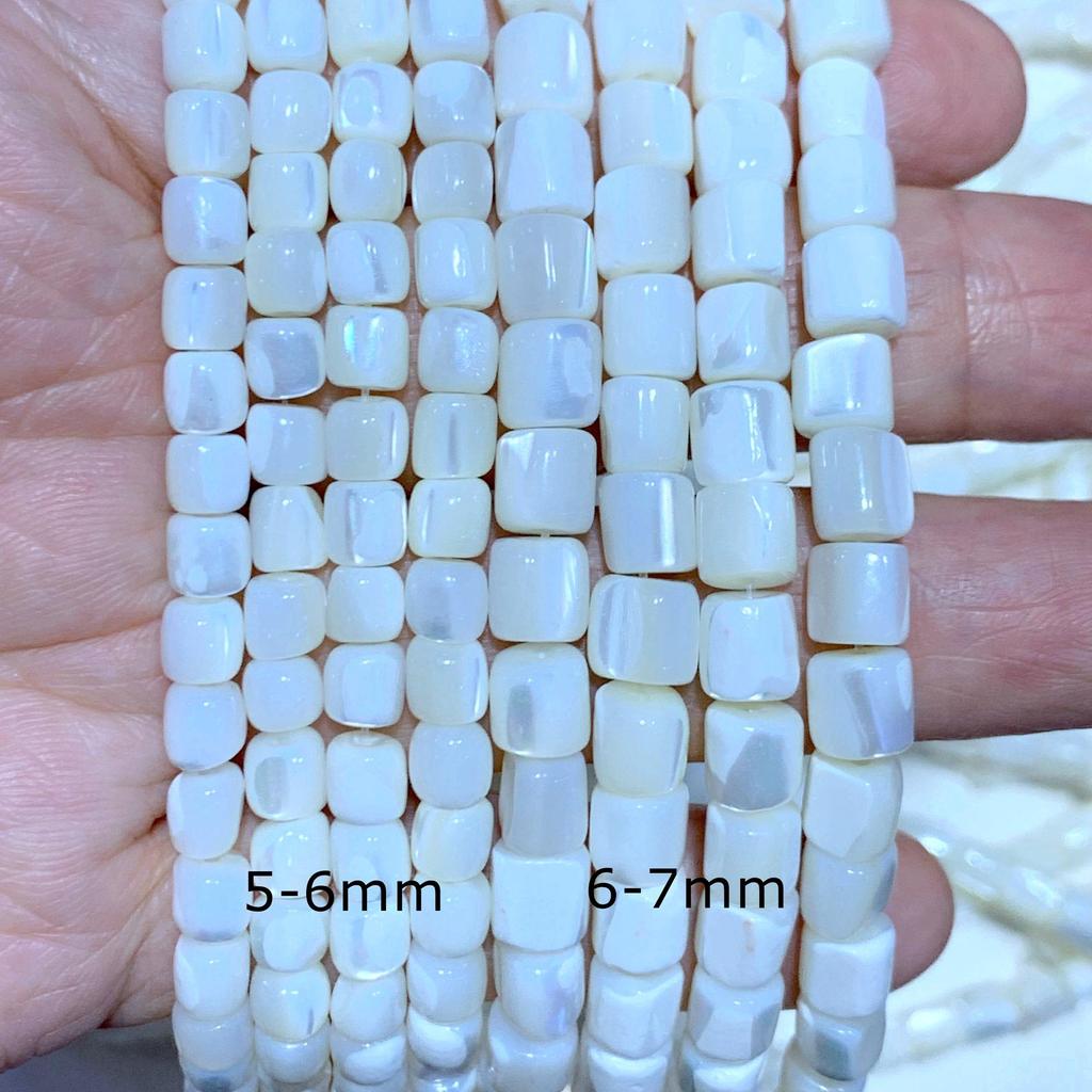 Натуральный перламутр Цилиндрические бусины 6 мм 8 мм, белые бусины в форме ракушки, свободные бусины для изготовления ювелирных изделий