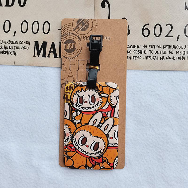 Багажные бирки для путешествий с изображением мультфильма Лабубу, симпатичные украшения для чемоданов, портативные бирки для идентификации багажа