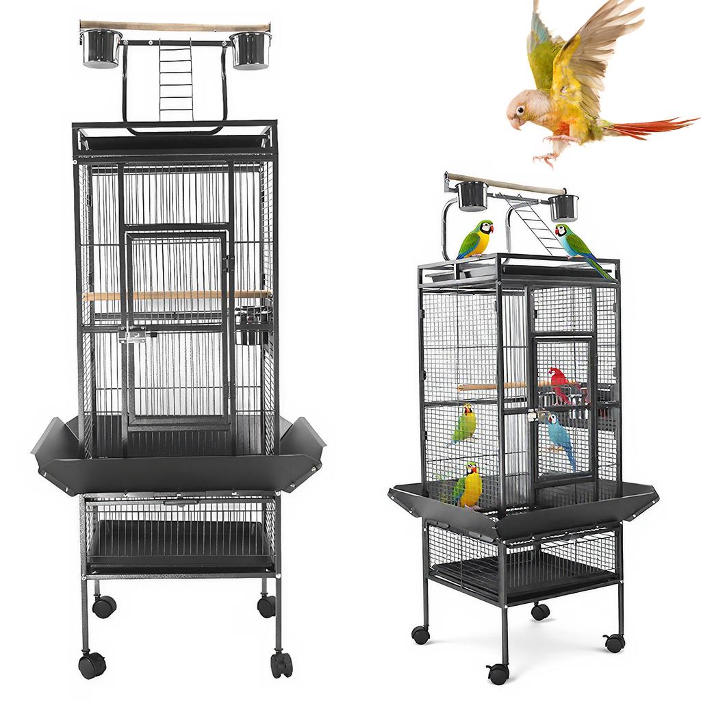 Large Bird Flight Cage with Rolling Stand Playtop Parrot Cage Pet Bird House for Parakeets Canaries Cockatiels Lovebirds