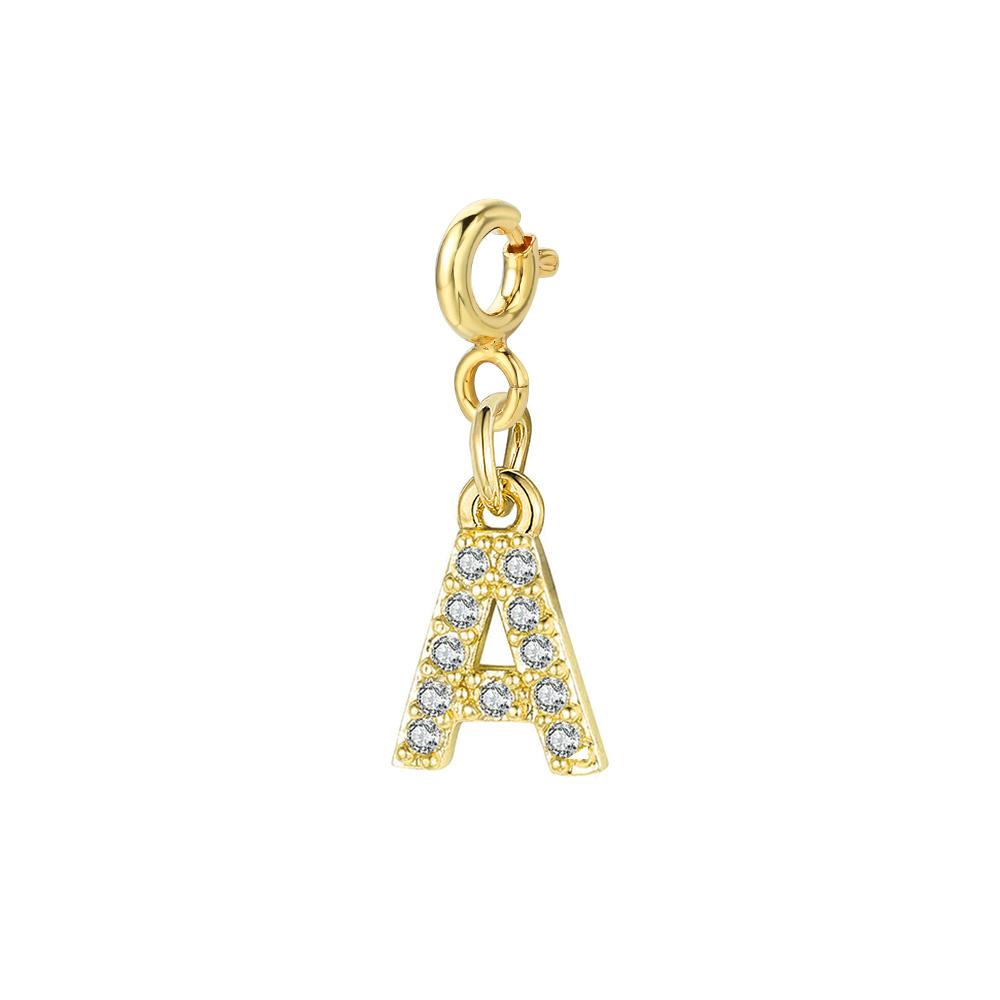 Trendy Gold Color Micro-inserts Zircon Alphabet Charm DIY Making Letter Pendant Necklace Bracelet Accessories Fashion Jewelry