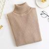 Женский низ свитера с высоким воротником, длинным рукавом, облегающий, вязаный топ, однотонный, в рубчик, для повседневной носки