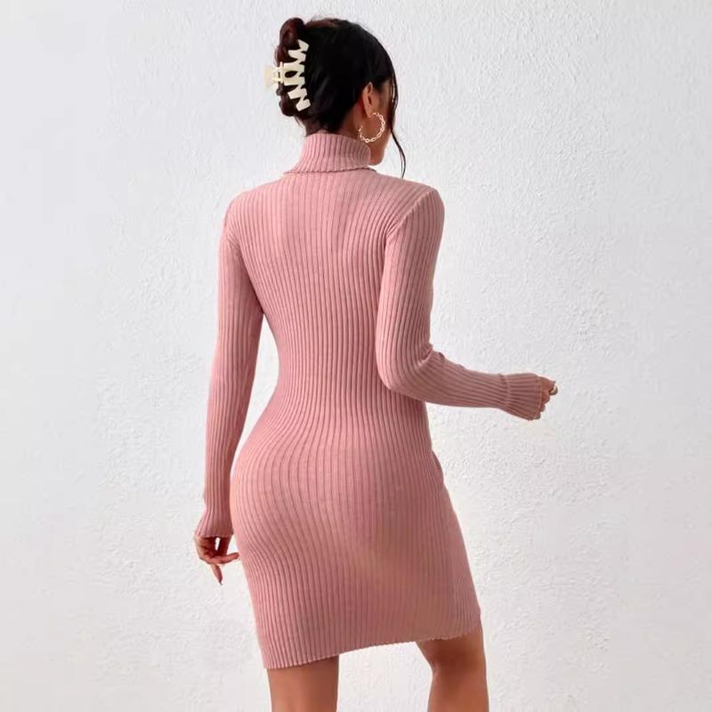 YYFS Women's Fashion Casual Fall Winter Solid Color Print Long Sleeve High Neck Sweaters