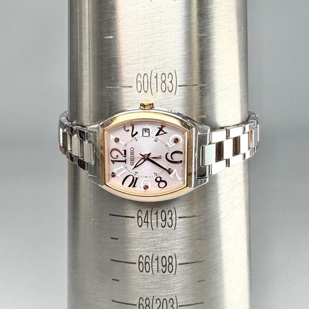 [USED] Seiko Lukia Watch, Radio-Controlled Solar, Date Display, Two-Tone, Pink Dial