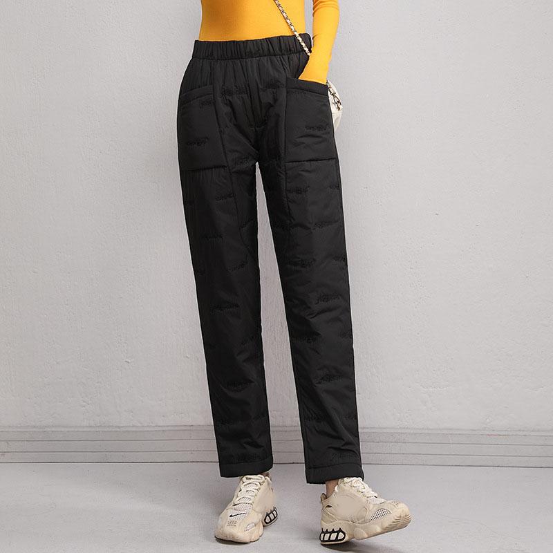 Женские зимние брюки больших размеров с подкладкой и утолщением, свободные, со средней посадкой, прямые, с высокой талией