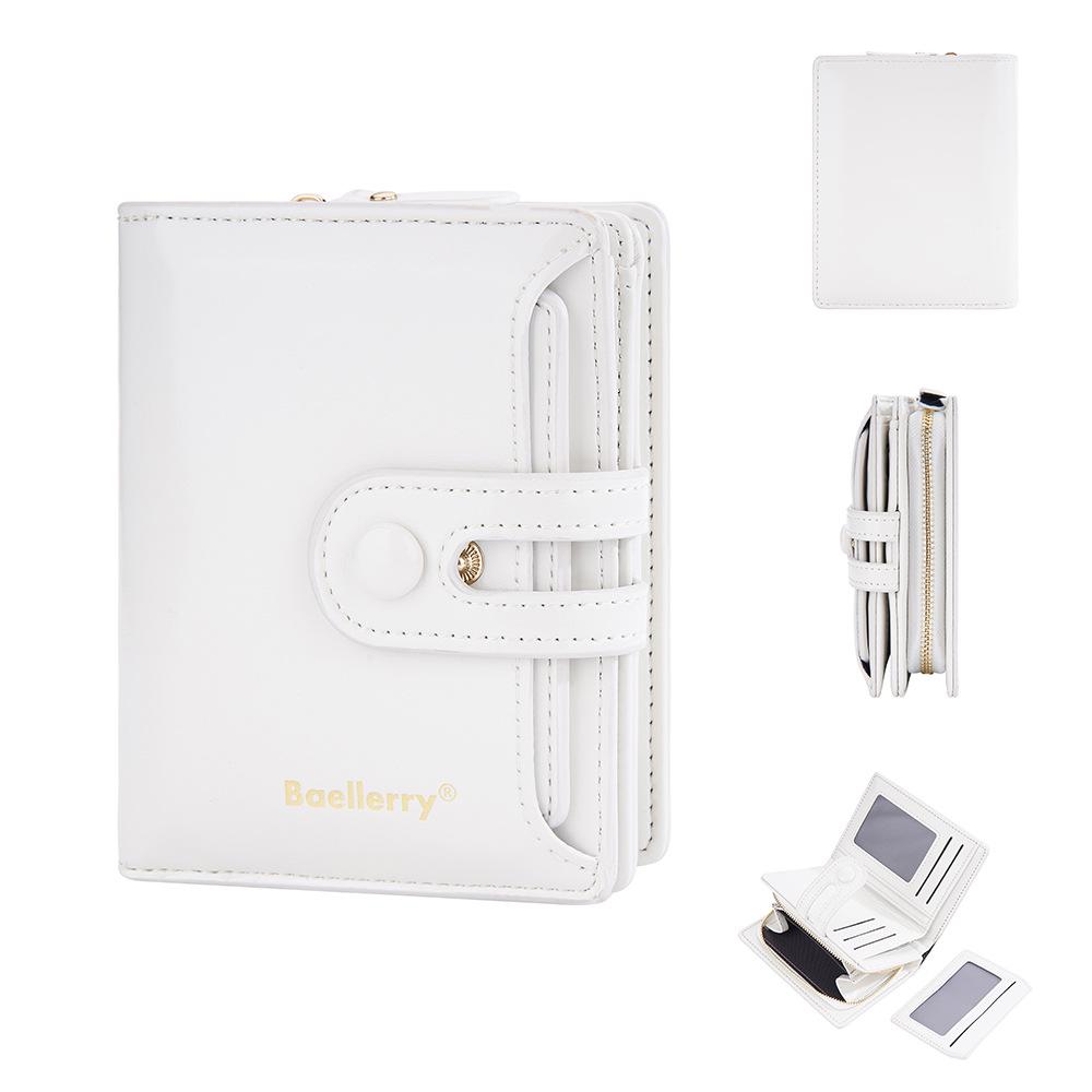 Женский кошелек Baellerry из блестящей кожи с масляной восковой пропиткой - Короткий, Много отделений для карт, Карман для монет на молнии, Универсальный дизайн