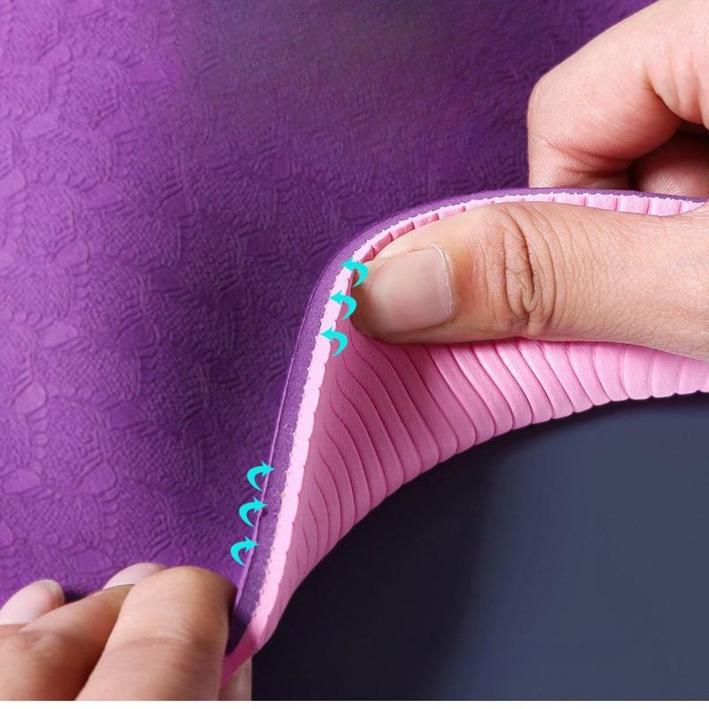 Бытовой противоскользящий и износостойкий коврик для йоги из ТПЭ. Коврики для йоги безопасны и экологически безопасны. Амортизирующий двухцветный коврик для фитнеса без запаха.