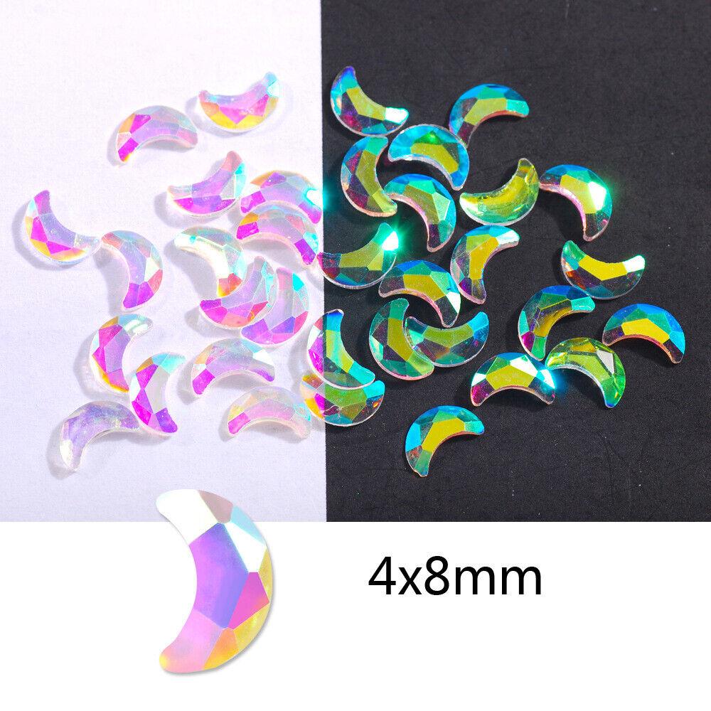 100Pcs Aurora Resin 3D Nail Rhinestones Crystal Gem Stone Nail Art Decoration