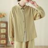 Весенняя хлопковая льняная рубашка с лацканами и длинными рукавами, свободный топ для женщин