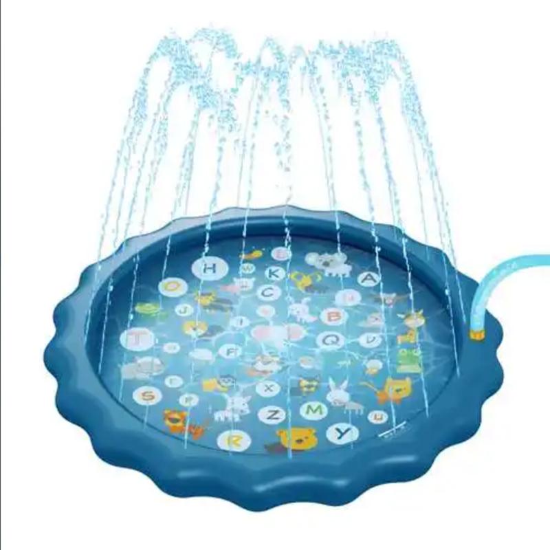 Нетоксичный детский надувной разбрызгиватель, коврик для игр с водой, надувная площадка для игр с распылением на открытом воздухе, лужайке, пляже, с дизайном из букв, летняя надувная подушка для развлечений 100/170 см