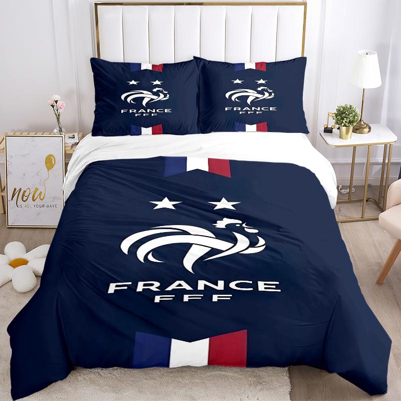 3Pcs France Football Team Crest Bedding Sets For All Sizes New 3D Printed Bed Cover Comforter Duvet Cover Pillowcase Bedroom Decoration