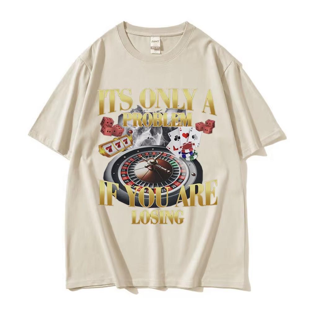 Победители Никогда Не Сдаются Забавная Мем Футболка для Азартных Игр Мужская Винтажная Высококачественная Модная Женская Футболка Повседневная Хлопковая Футболка Оверсайз