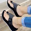 Женские сандалии, летняя обувь, пляжная платформа, клипса, носок, пряжка, ремешок, искусственная кожа, женская повседневная обувь, пляжные тапочки