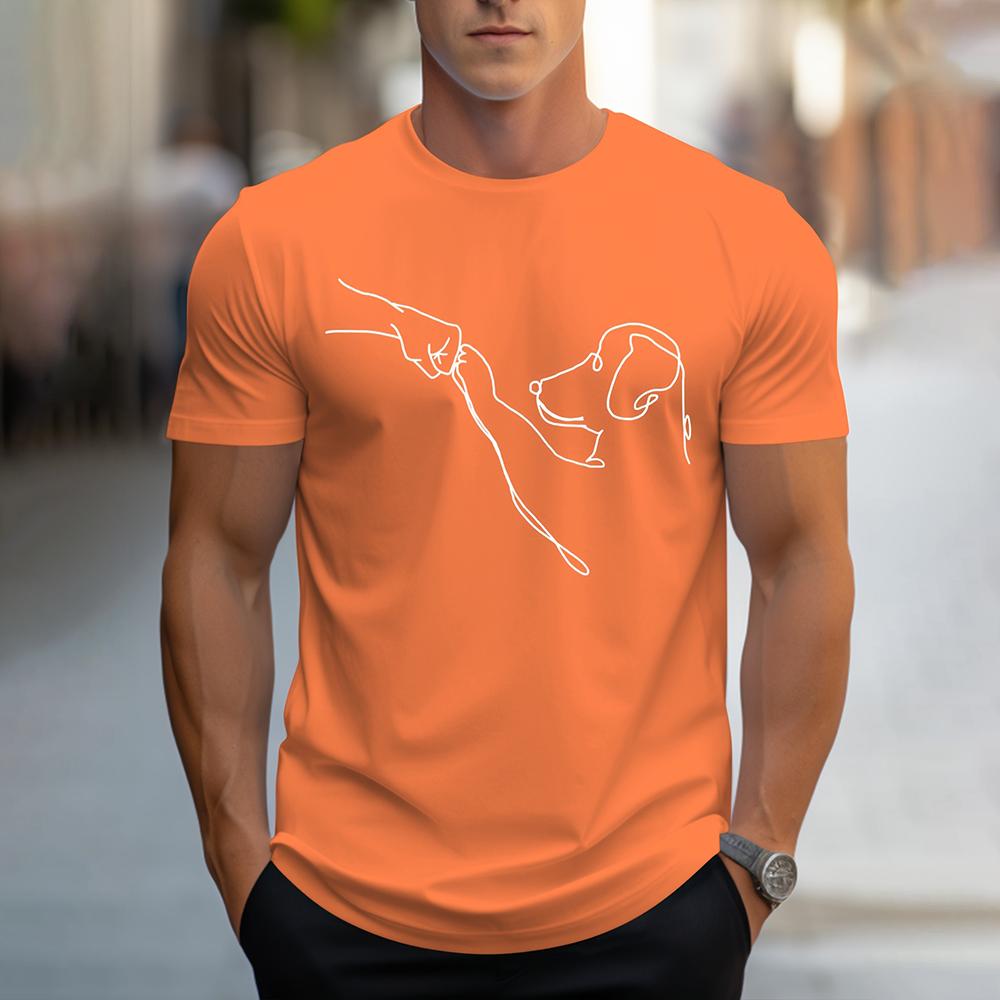 Новая футболка с графическим принтом в виде нарисованной от руки собаки, свободная мужская одежда с коротким рукавом, повседневная дышащая мужская футболка, верхняя часть