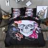 3D Pattern Effect Skull Flower Skull Bride Bedding Set Duvet Cover with Pillowcase Bedding Three-Piece Bedroom Decor Set Small