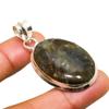 Labradorite Gemstone Handmade 925 Silver Plated Jewelry Pendant 1.70"