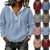 Женский худи-пуловер с длинным рукавом, клетчатый принт, на шнурке, повседневный топ