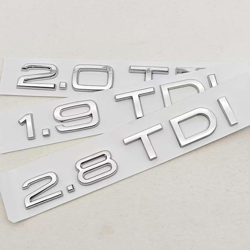 2026 3D ABS Car Letters Logo 1.9 TDI 2.0 TDI 2.8 TDI Badge Rear Trunk Sticker Decals For 4YTE A3 A4 A5 A6 Q2 Q3 Q5 Auto Accessories