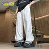 Летние повседневные спортивные штаны для бега оверсайз Y2K, быстросохнущие спортивные штаны для фитнеса, мешковатые широкие брюки для мужчин, корейская одежда для спортзала, Techwear