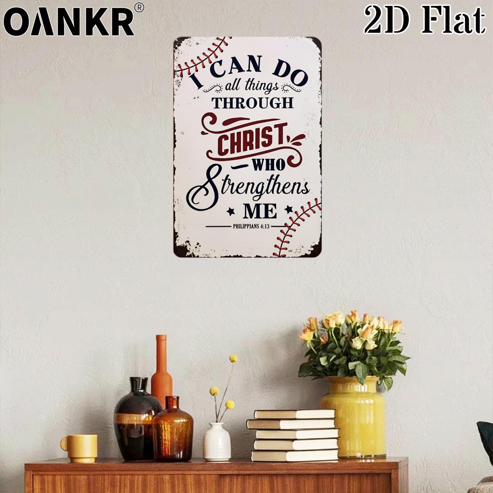 Vintage Metal Tin Sign Inspirational I Can Do All Things Through Christ Who Strengthens Me Art Poster Metal Signs for Home