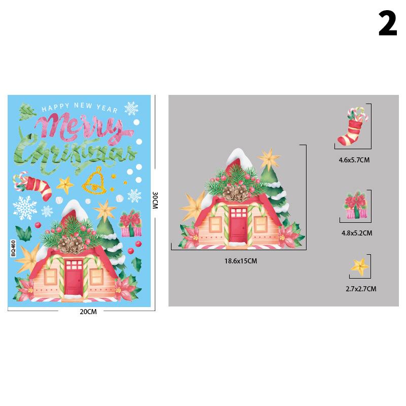 Съемная рождественская статическая ПВХ-наклейка Санта, наклейки на окна, украшающие наклейки на стену в виде снежинок, новогоднее украшение для вечеринки, украшение стекла