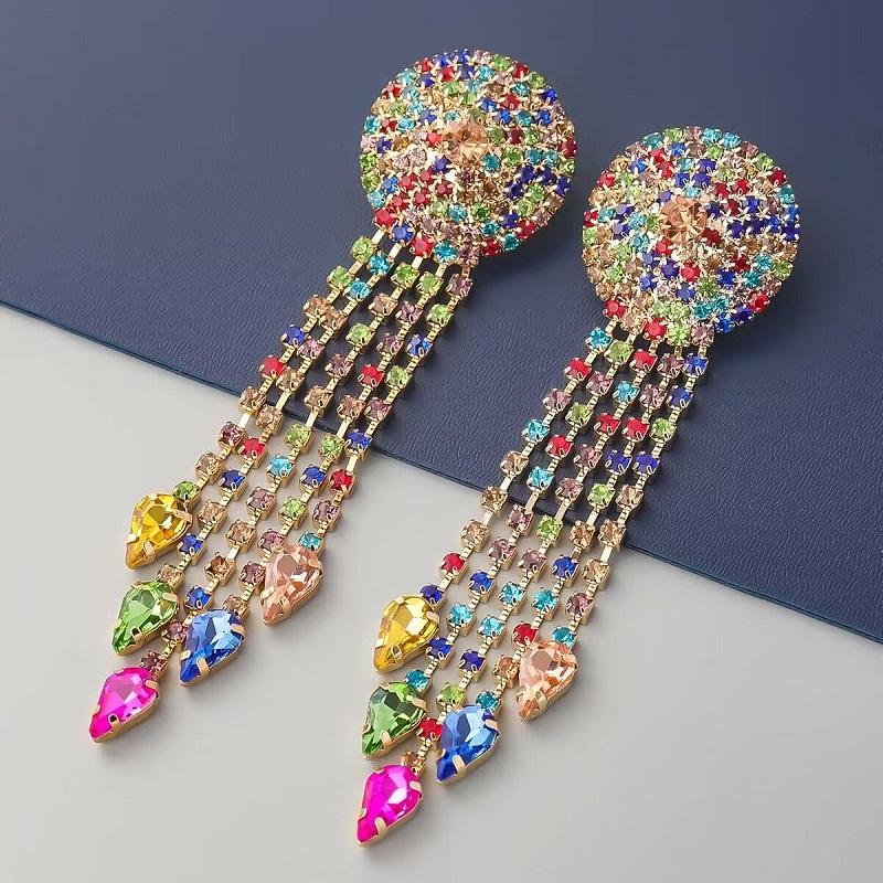 Винтажные этнические геометрические серьги-кисточки с каплями воды для женщин, элегантные длинные висячие серьги в стиле бохо со стразами и цветком-облаком