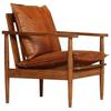 Fauteuil - MAISON EXCLUSIVE - Marron Cuir - Cuir de chèvre - Bois d'acacia massif - Vintage