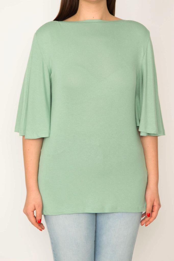 Женская блузка большого размера, зеленая вискозная блузка больших размеров с рукавами воланами