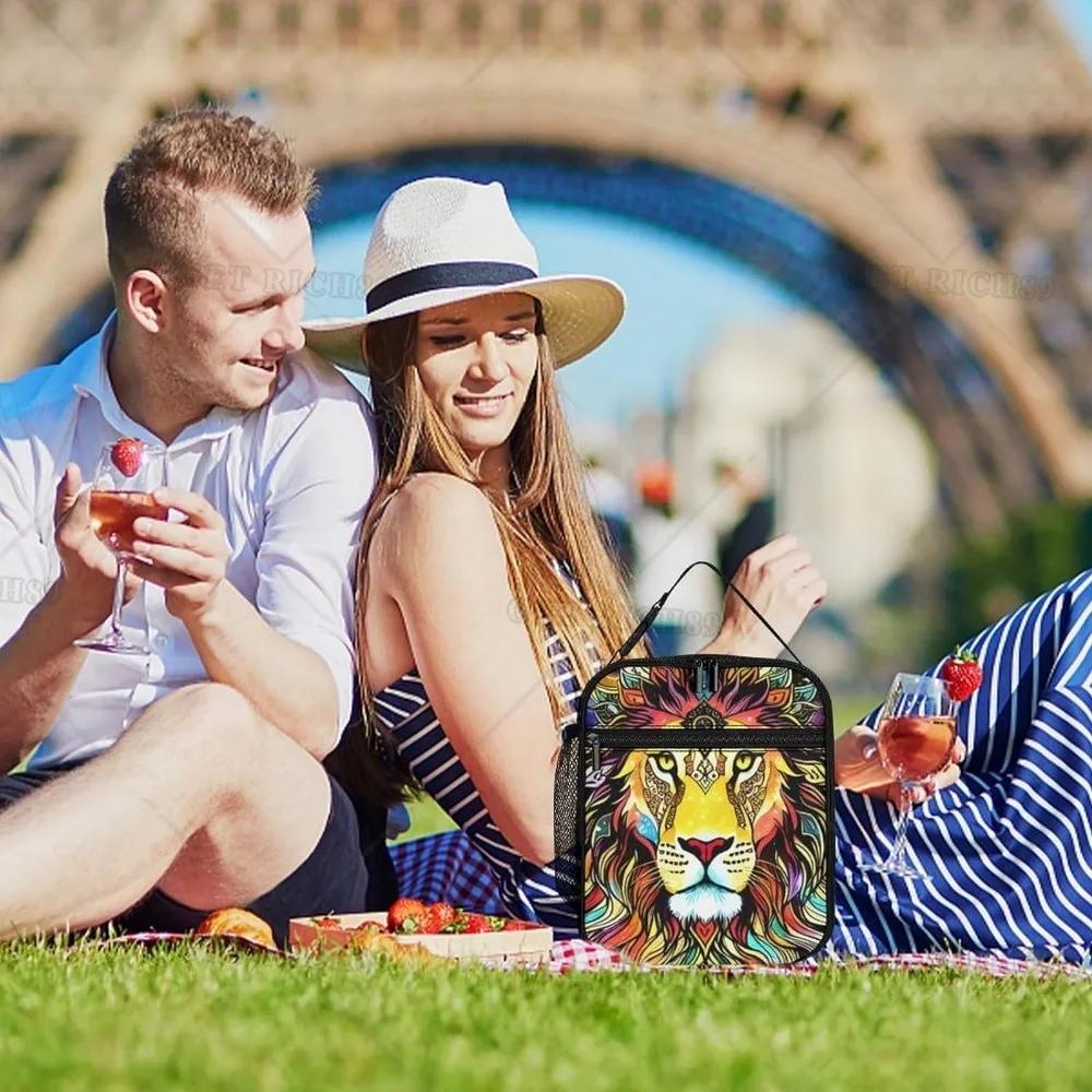 Ланч-бокс Fantasy Lion Sun and Moon Art для женщин, мужчин, детей, поездок, пикников, офиса - большая емкость для ланча, термоконтейнер