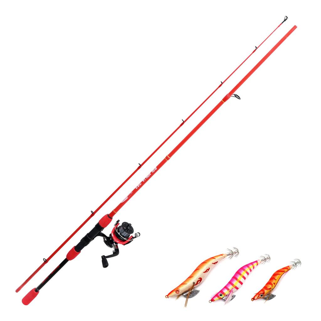Lunahisano Reel Set Egi Rod Set 3 Egi Egi Rod (Reel + Egis) 7.6ft