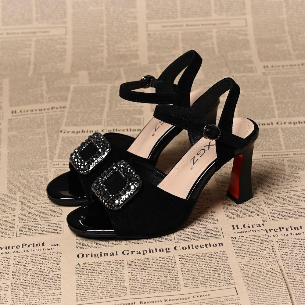 Open-toed sandals fish mouth low-top fashion sandals summer thick heel fashion versatile word with high heel sandals